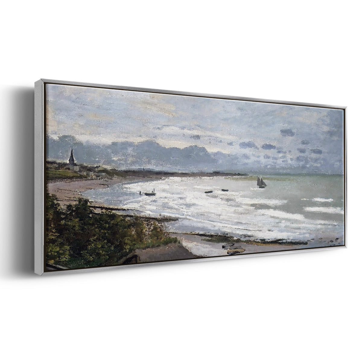 The Beach at Saint Adresse, 1876 - Floater Framed Canvas Print