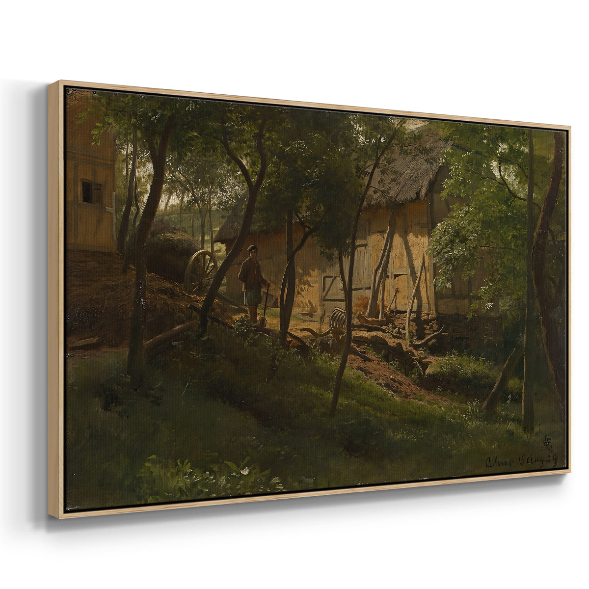 German Farm, 1859 - Floater Framed Canvas Print