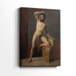 Side view of a canvas art print of a simple anatomical composition with natural tones, showing gallery-wrapped depth.
