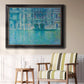 Impressionist Venetian palace waterfront scene by Claude Monet in an ornate black frame with gilded inner detail displayed in a light-toned interior setting.