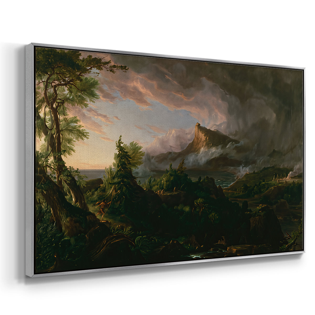 The Course of Empire: The Savage State, 1834 - Floater Framed Canvas Print