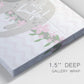 Close-up view of wrapped canvas corner featuring sloth with floral decorative elements.