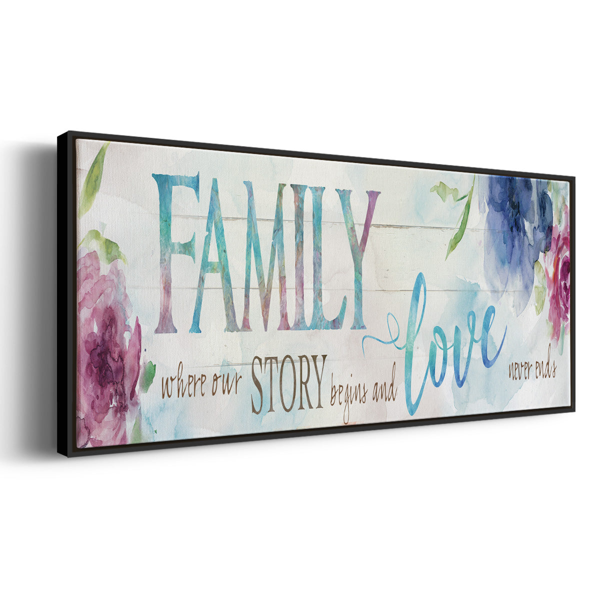 Family Love Story - Floater Framed Canvas Print