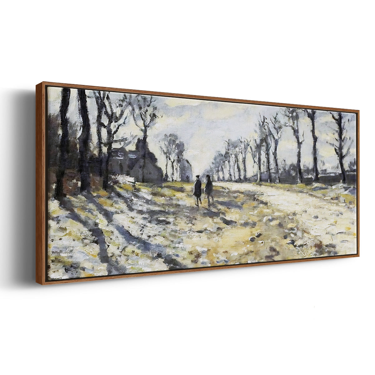 The Road, Effect of Snow at Sunset, 1869 - Floater Framed Canvas Print