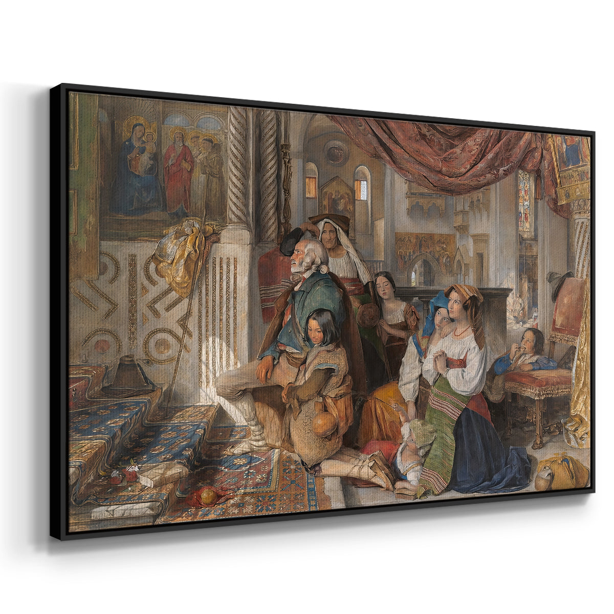 Roman Pilgrims, 1854 - Floater Framed Canvas Print