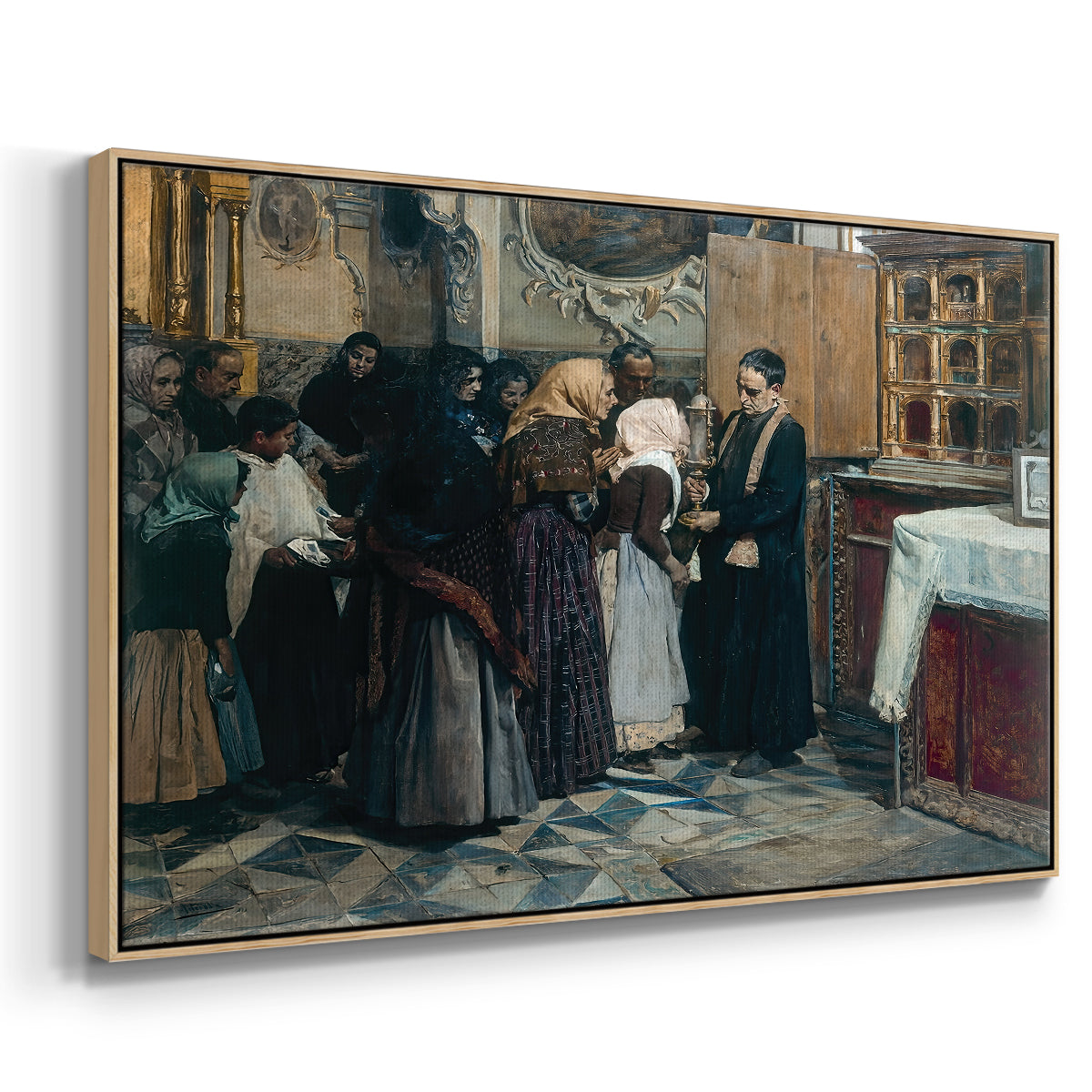 Kissing the Relic, 1893 - Floater Framed Canvas Print