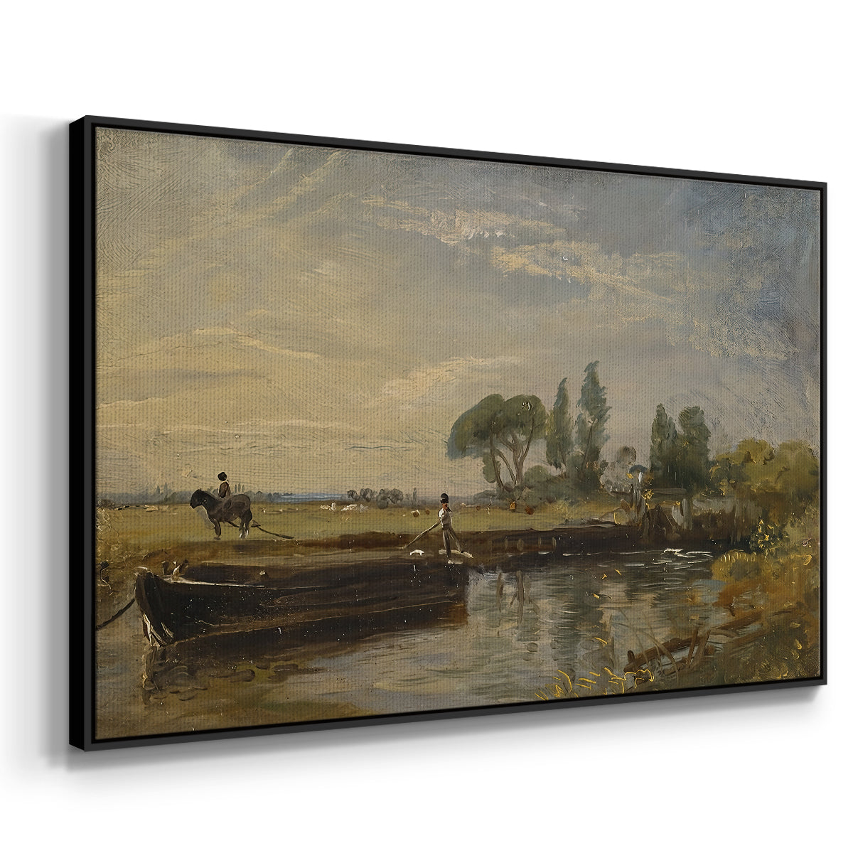 Barge below Flatford Lock, c. 1810 - Floater Framed Canvas Print