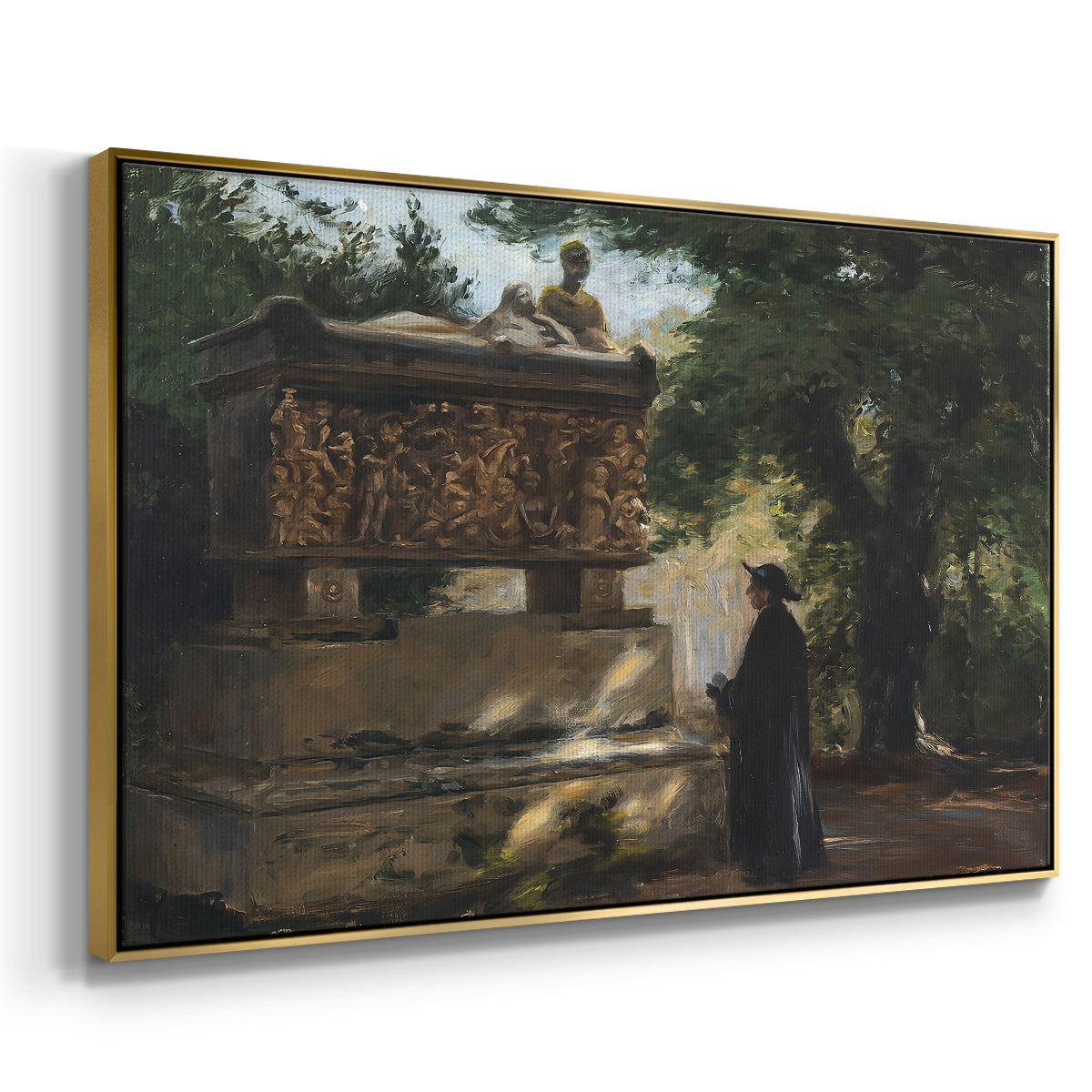 A Catholic Priest in Front of a Sarcophagus, c. 1857 - Floater Framed Canvas Print