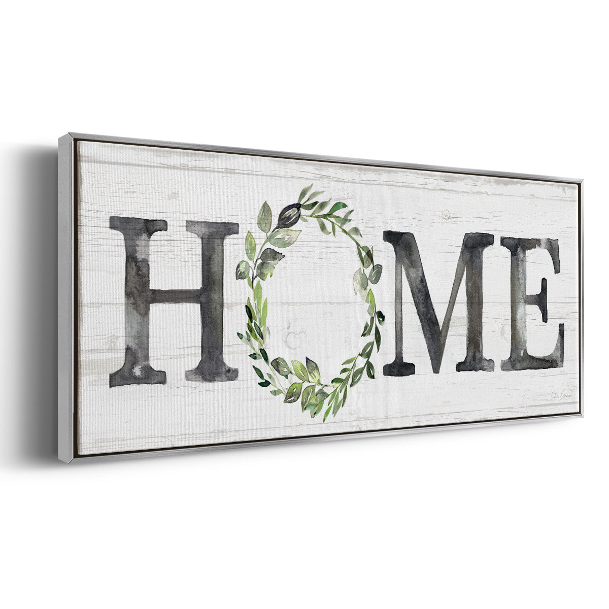 Gray Home Wreath - Floater Framed Canvas Print