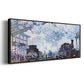 Saint Lazare Station in Paris, Arrival of a Train - Floater Framed Canvas Print