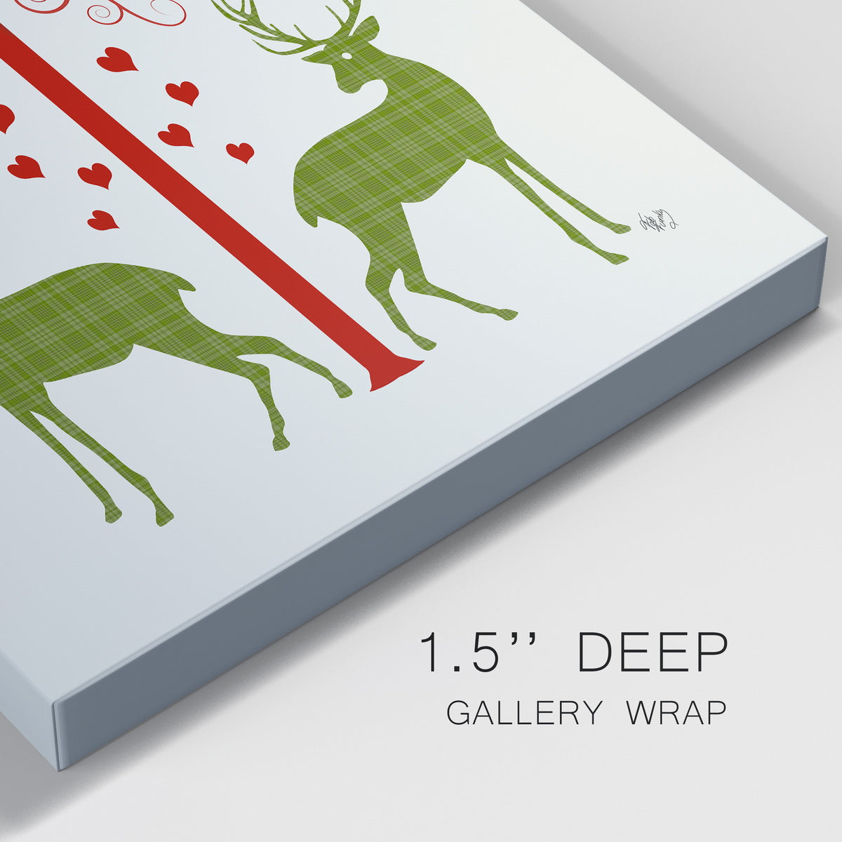 Christmas Des - Deer and Heart Tree, On Cream Premium Gallery Wrapped Canvas - Ready to Hang