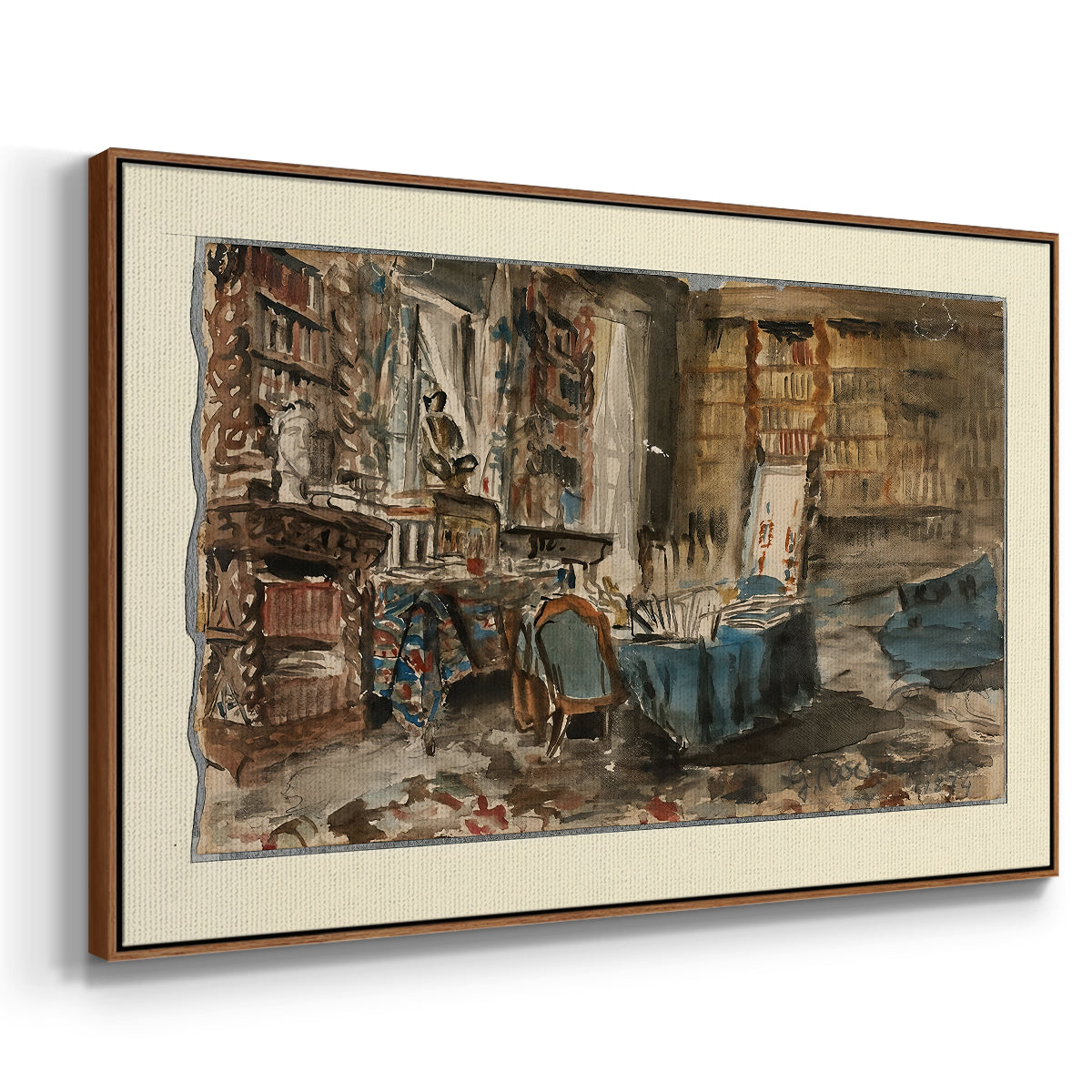 Cabinet de Flaubert à Croisset, 1874 - Floater Framed Canvas Print
