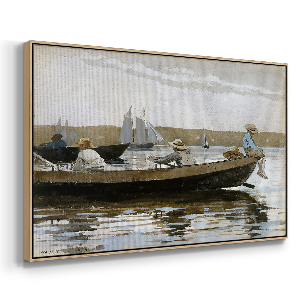Boys in a Dory, 1873 - Floater Framed Canvas Print