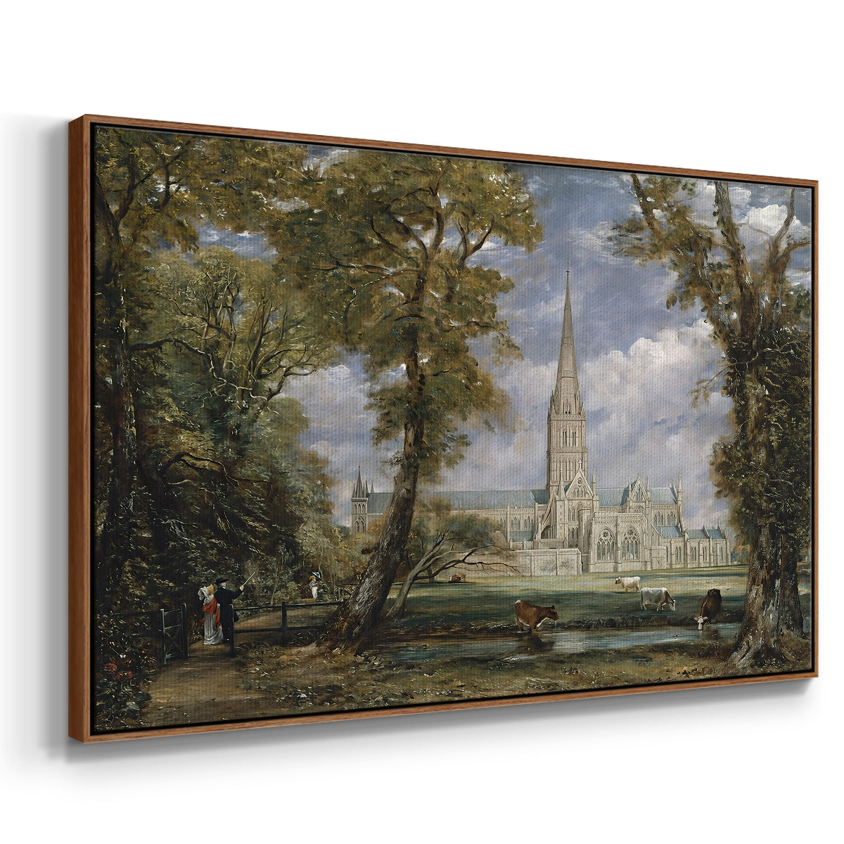 Salisbury Cathedral from the Bishop's Grounds, c. 1825 - Floater Framed Canvas Print