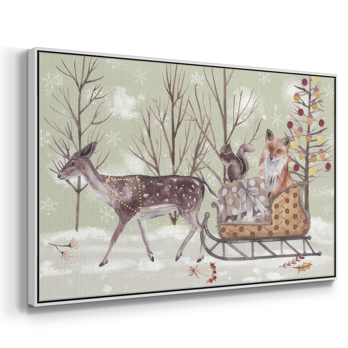 Christmas Time Collection A - Framed Gallery Wrapped Canvas in Floating Frame