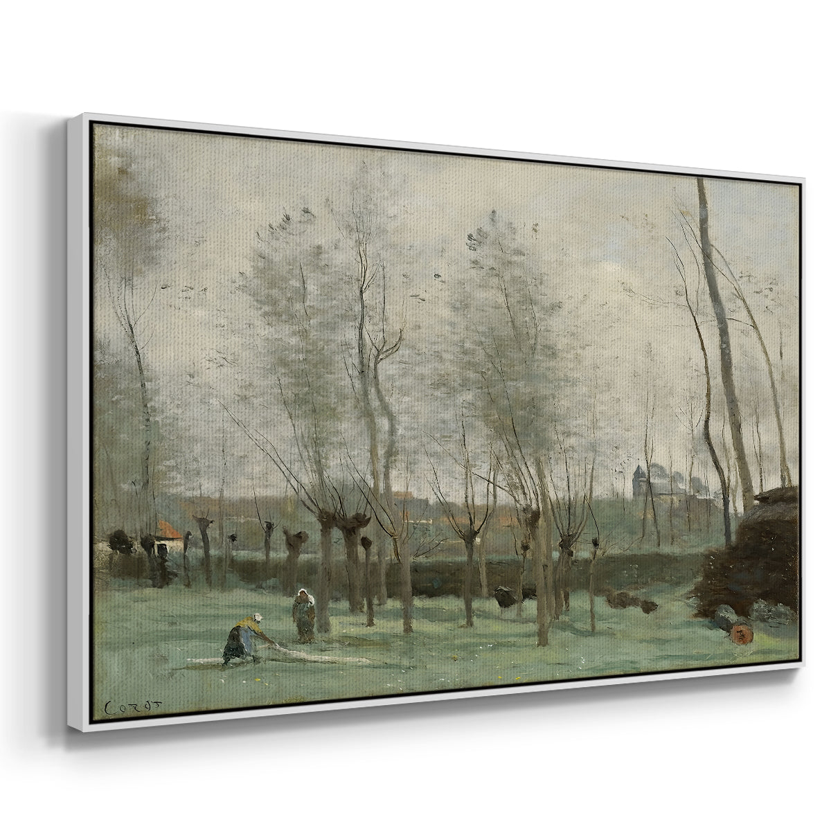 Washerwomen in a Willow Grove, c. 1871 - Floater Framed Canvas Print