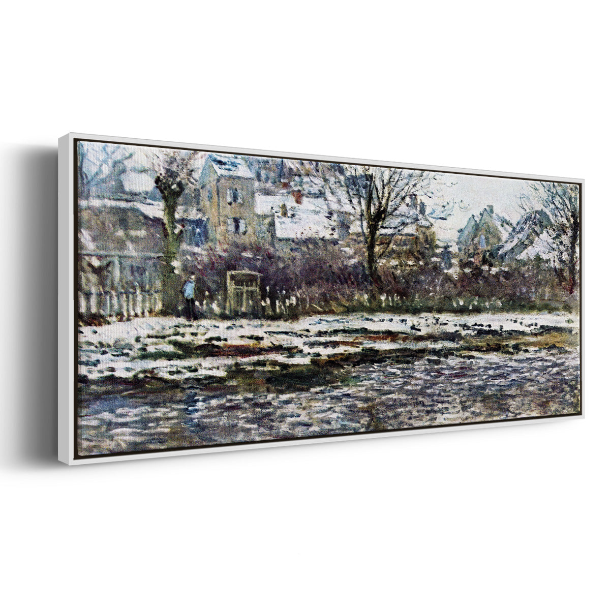 Snow in Vétheuil - Floater Framed Canvas Print
