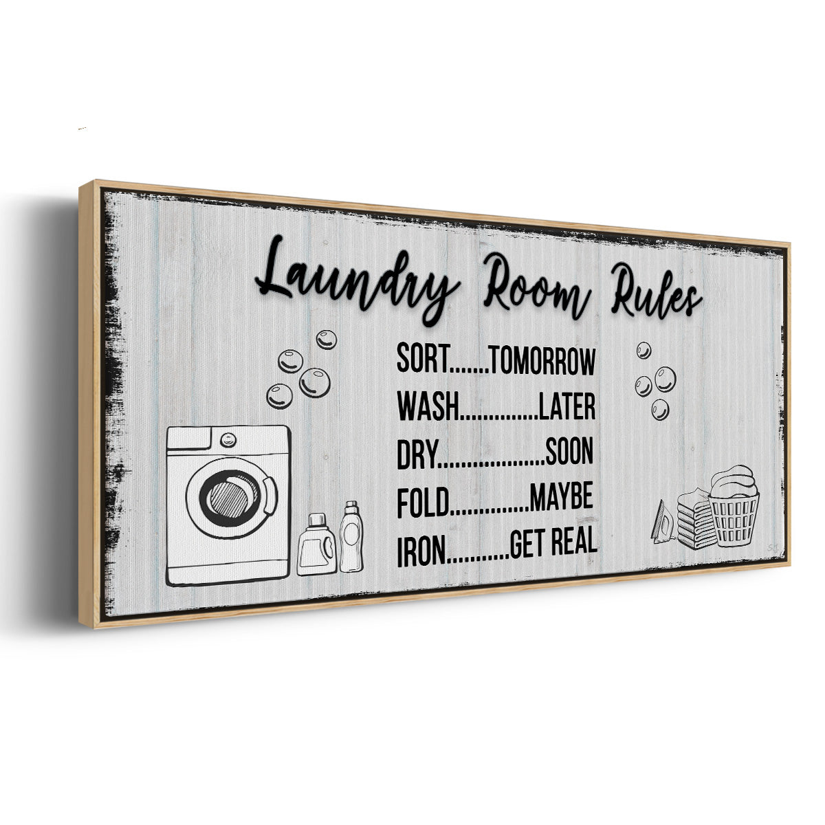 Laundry Room Rules - Floater Framed Canvas Print
