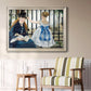 Impressionist urban scene near a railway by Édouard Manet in an ornate champagne frame displayed in a light-toned interior setting.