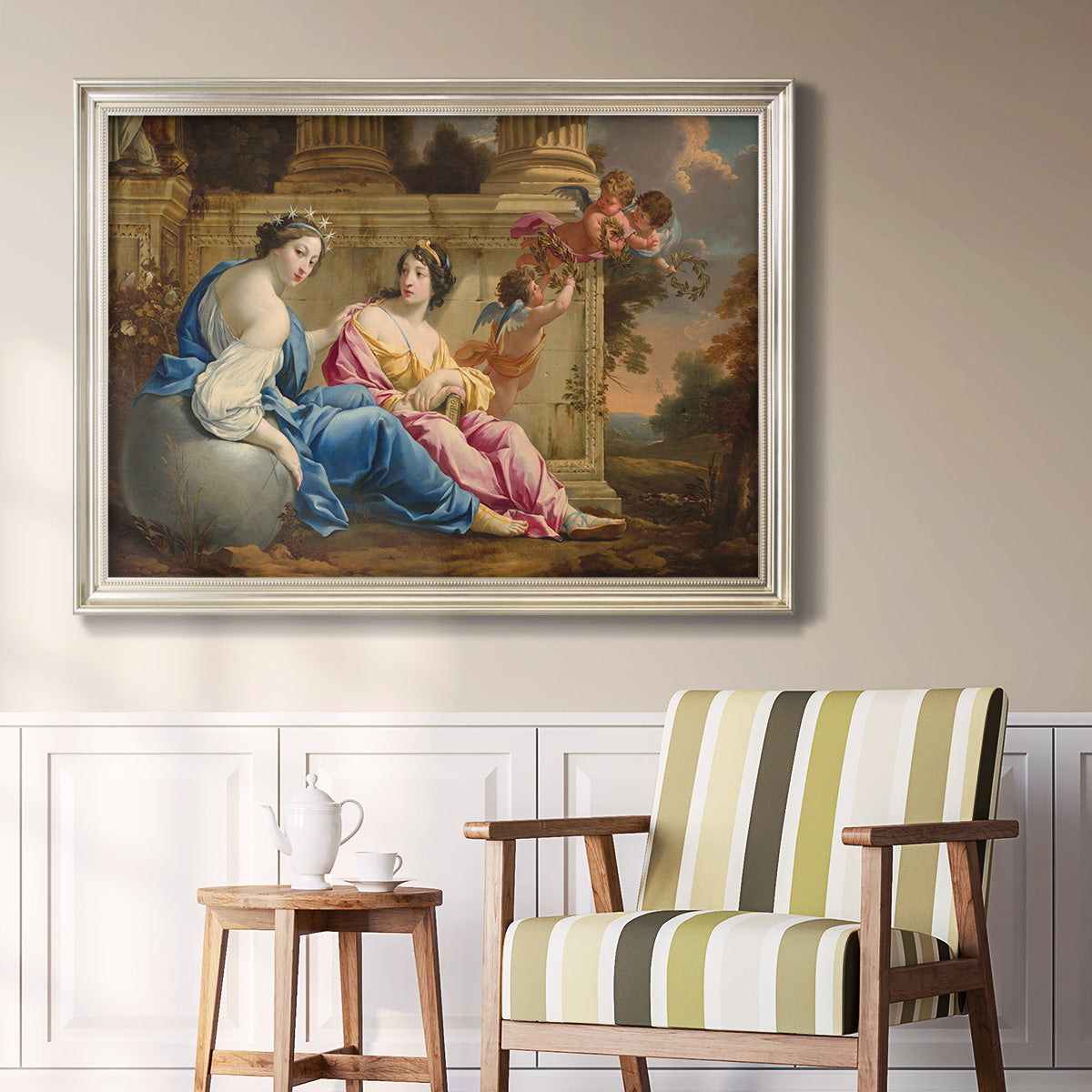 The Muses Urania and Calliope - Ornate Framed Canvas Print