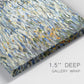 Close-up view of wrapped canvas corner featuring abstract water surface reflections.