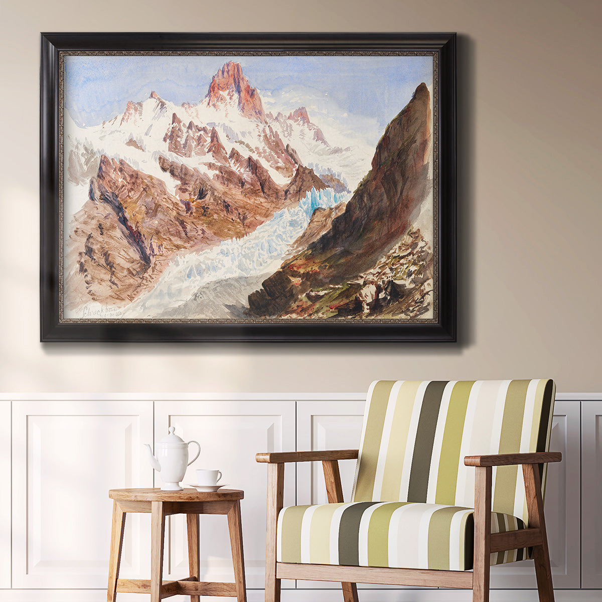Schreckhorn, Eismeer - Ornate Framed Canvas Print