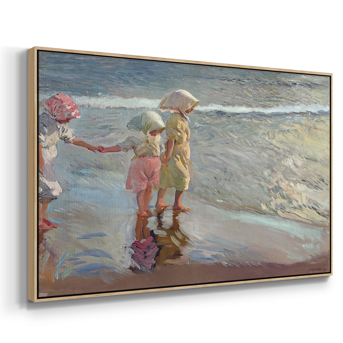 The Three Sisters on the Beach, 1908 - Floater Framed Canvas Print