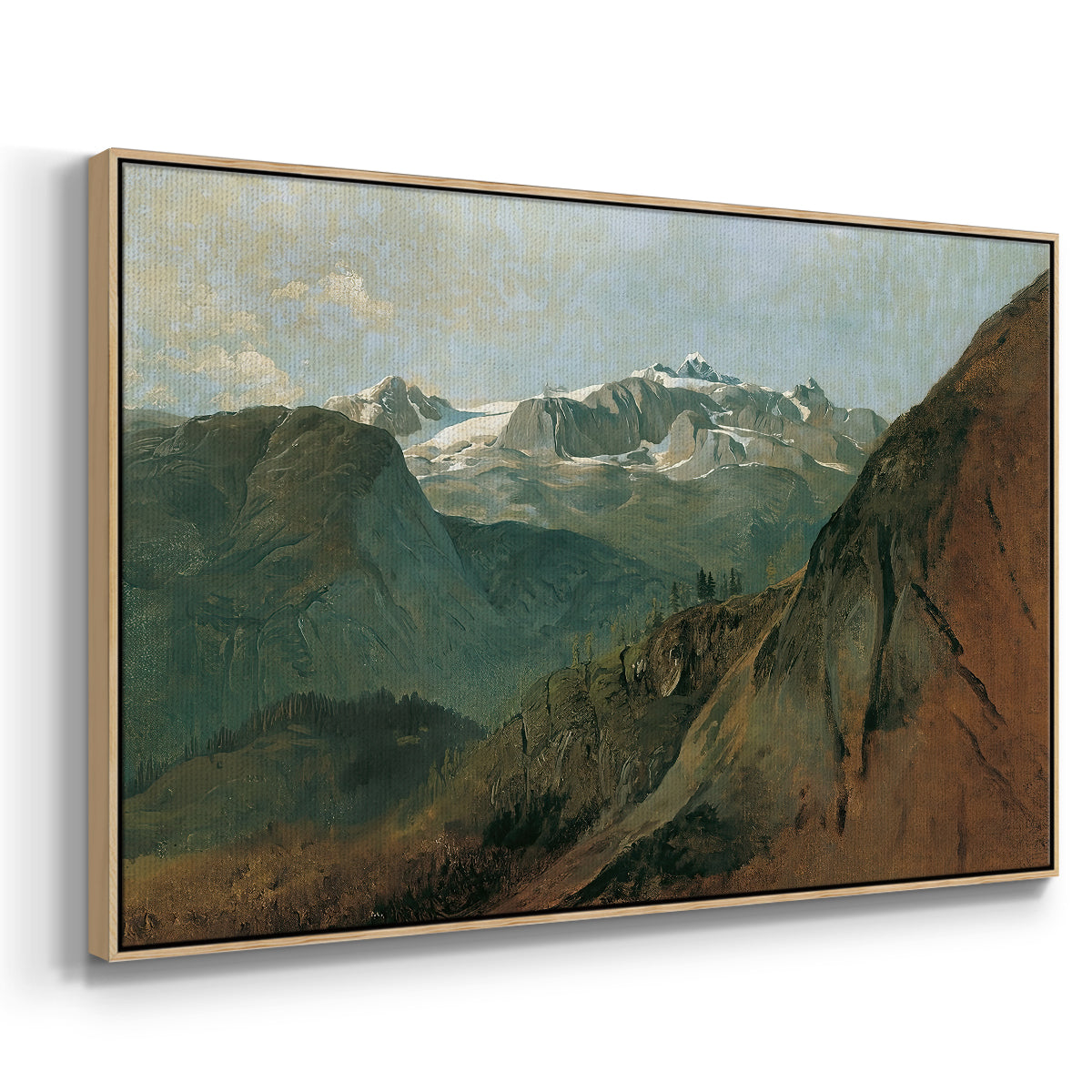 The Dachstein from the Plassen near Hallstatt, 1827 - Floater Framed Canvas Print