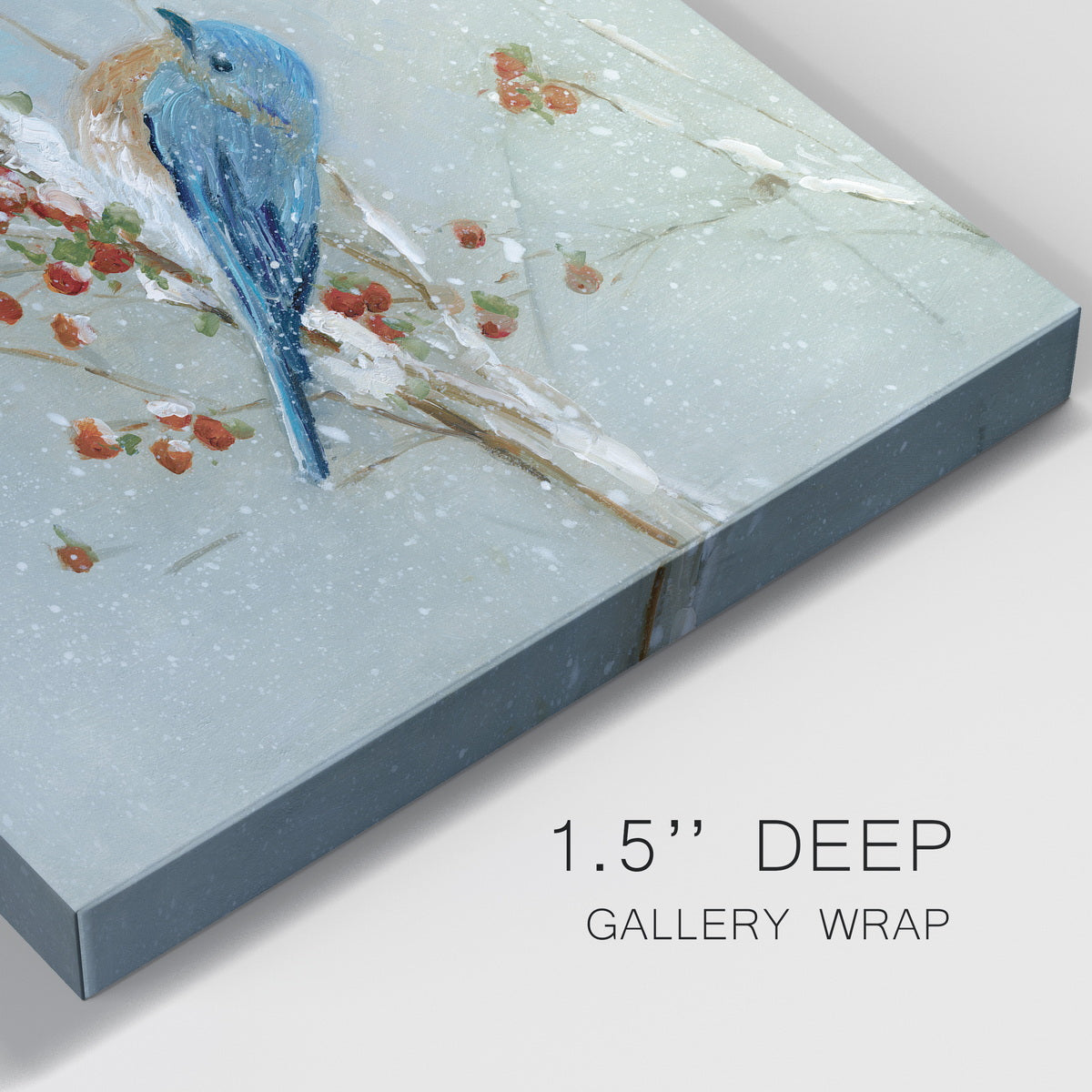 Blue Bird in Winter - Premium Gallery Wrapped Canvas  - Ready to Hang