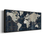 Old World Map Blue - Floater Framed Canvas Print
