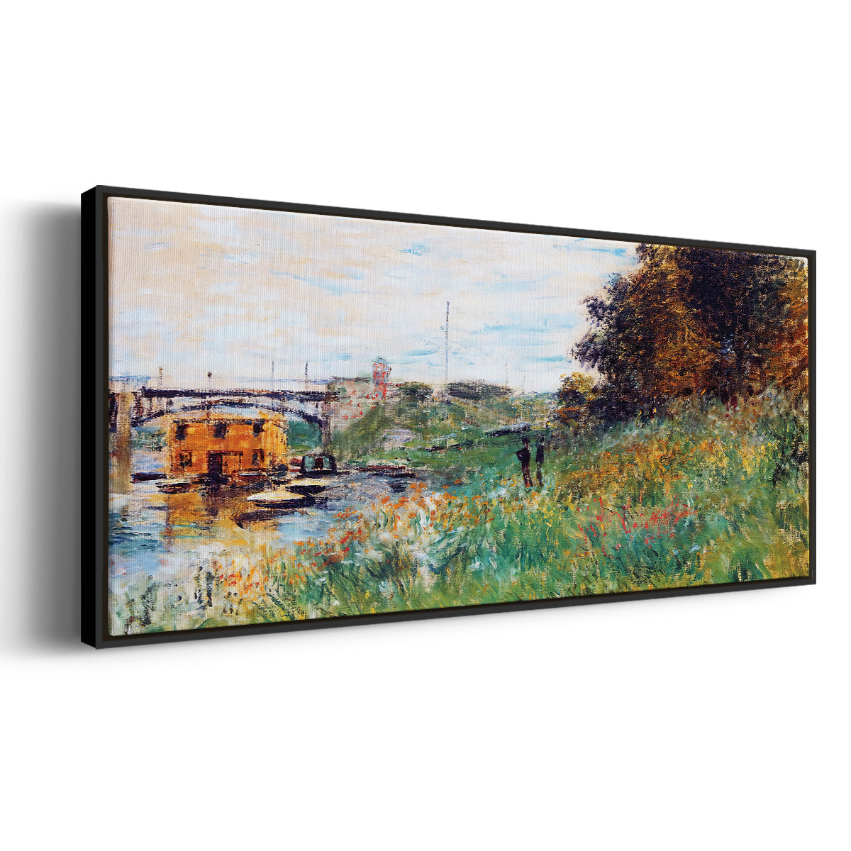 The Banks of the Seine at the Argenteuil Bridge, 1874 - Floater Framed Canvas Print