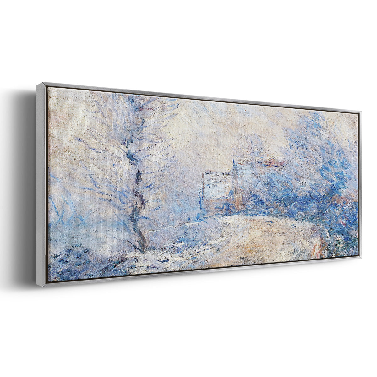 The Entrance to Giverny Under the Snow, 1885 - Floater Framed Canvas Print