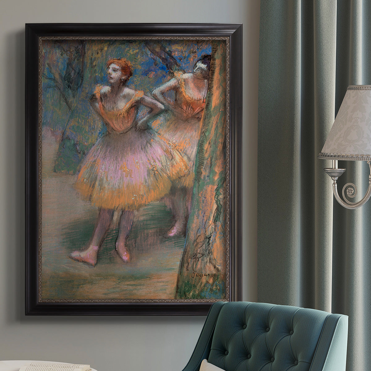 Two Dancers - Ornate Framed Canvas Print
