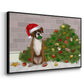 Christmas Boxer and Broken Christmas Tree - Framed Gallery Wrapped Canvas in Floating Frame