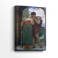 Side view of a canvas art print of a symbolic scene of union with soft tones, showing gallery-wrapped depth.