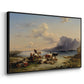 Shepherds and Cattle on Lake Attersee, 1852 - Floater Framed Canvas Print