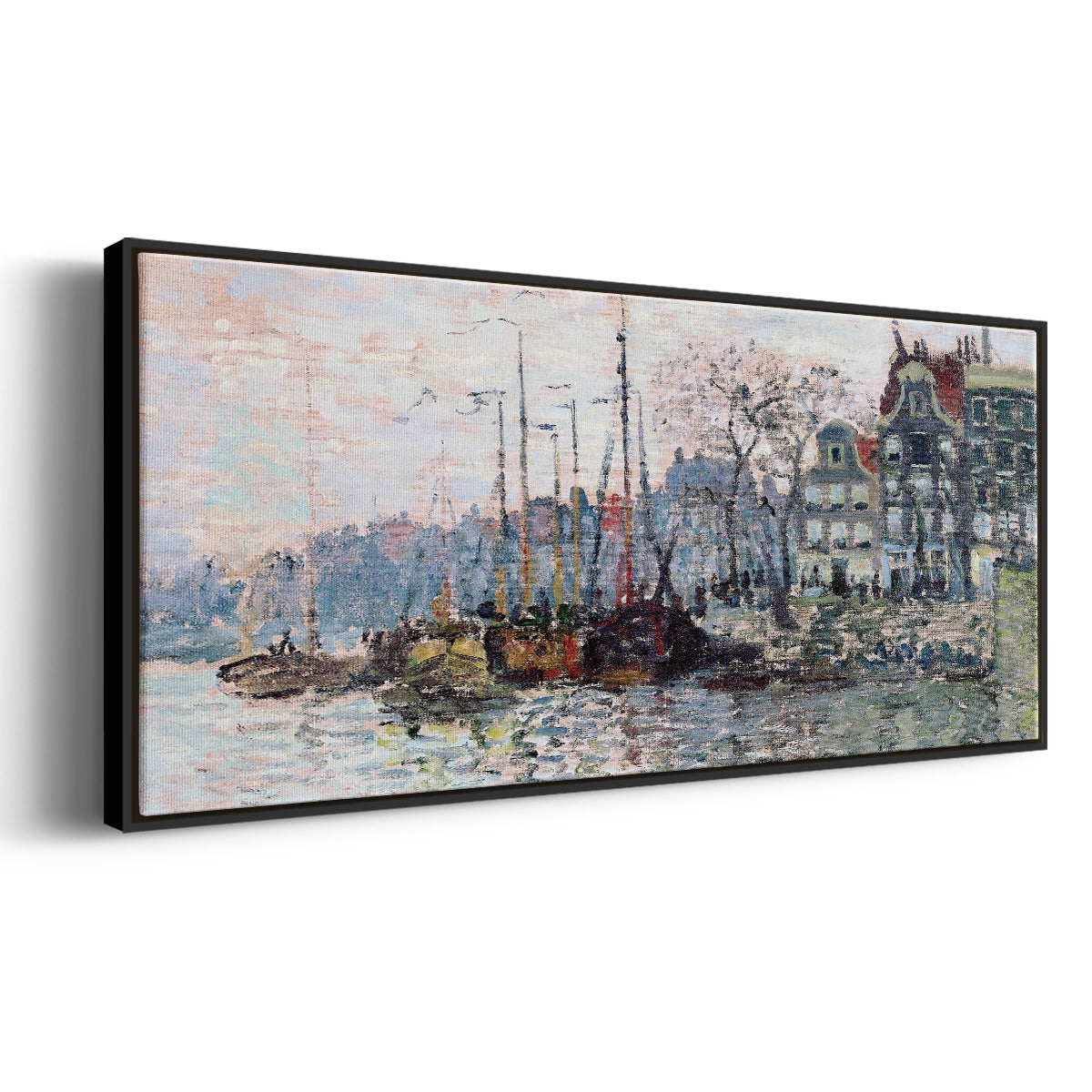View of the Kromme Waal in Amsterdam - Floater Framed Canvas Print