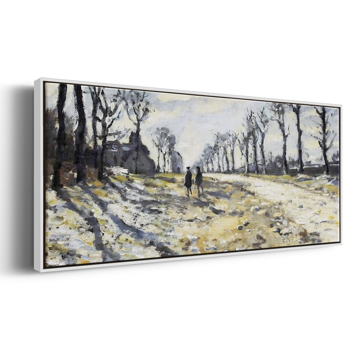 The Road, Effect of Snow at Sunset, 1869 - Floater Framed Canvas Print