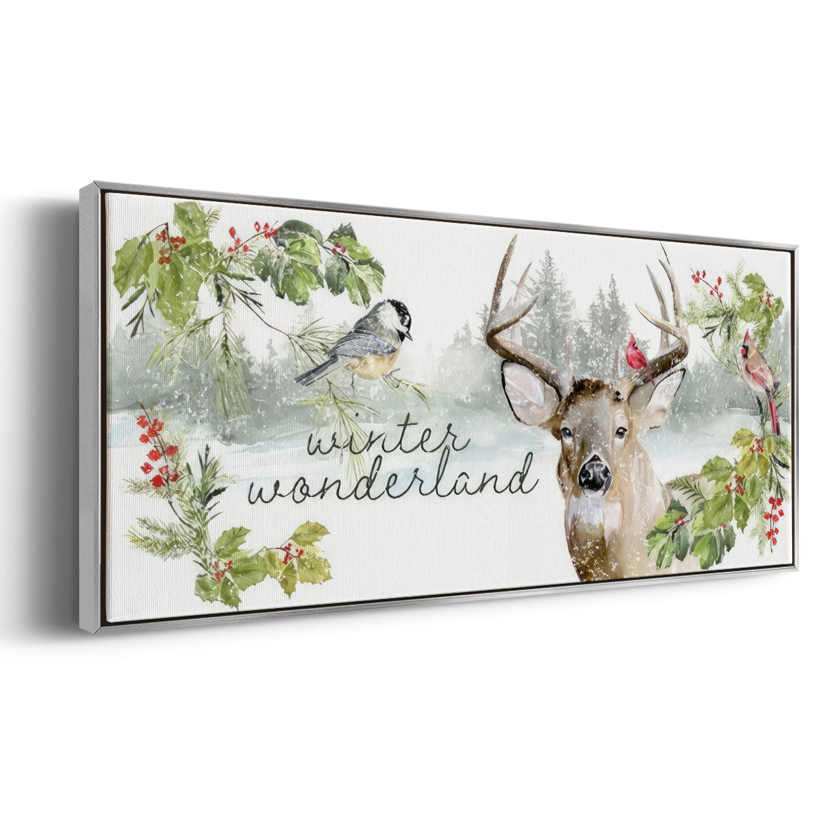 Reindeer Woods - Floater Framed Canvas Print