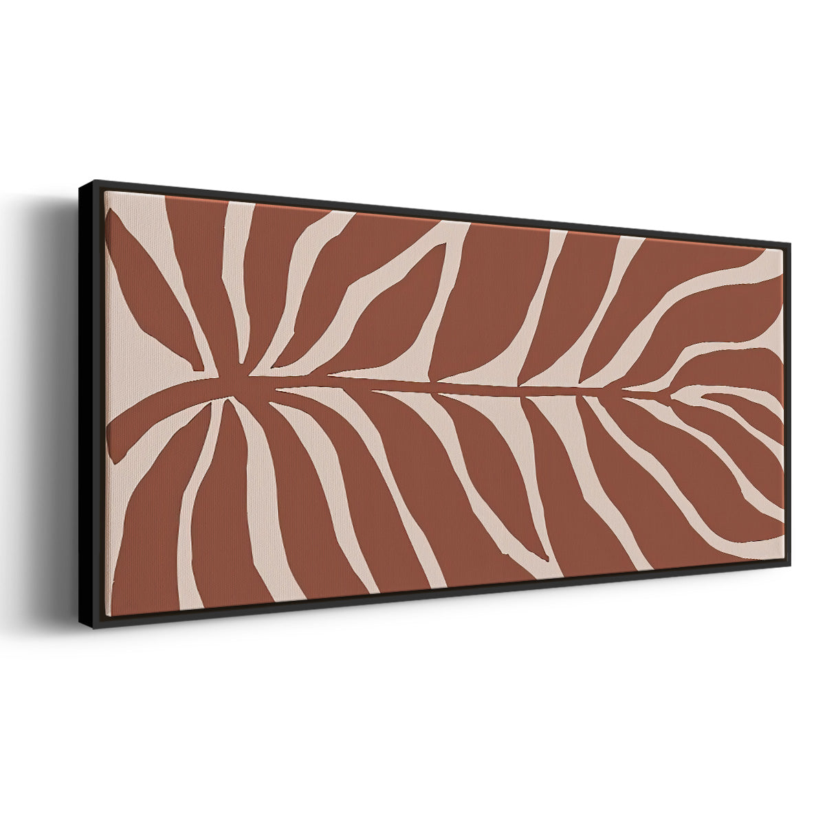 Terra Cotta Block Palms I - Floater Framed Canvas Print
