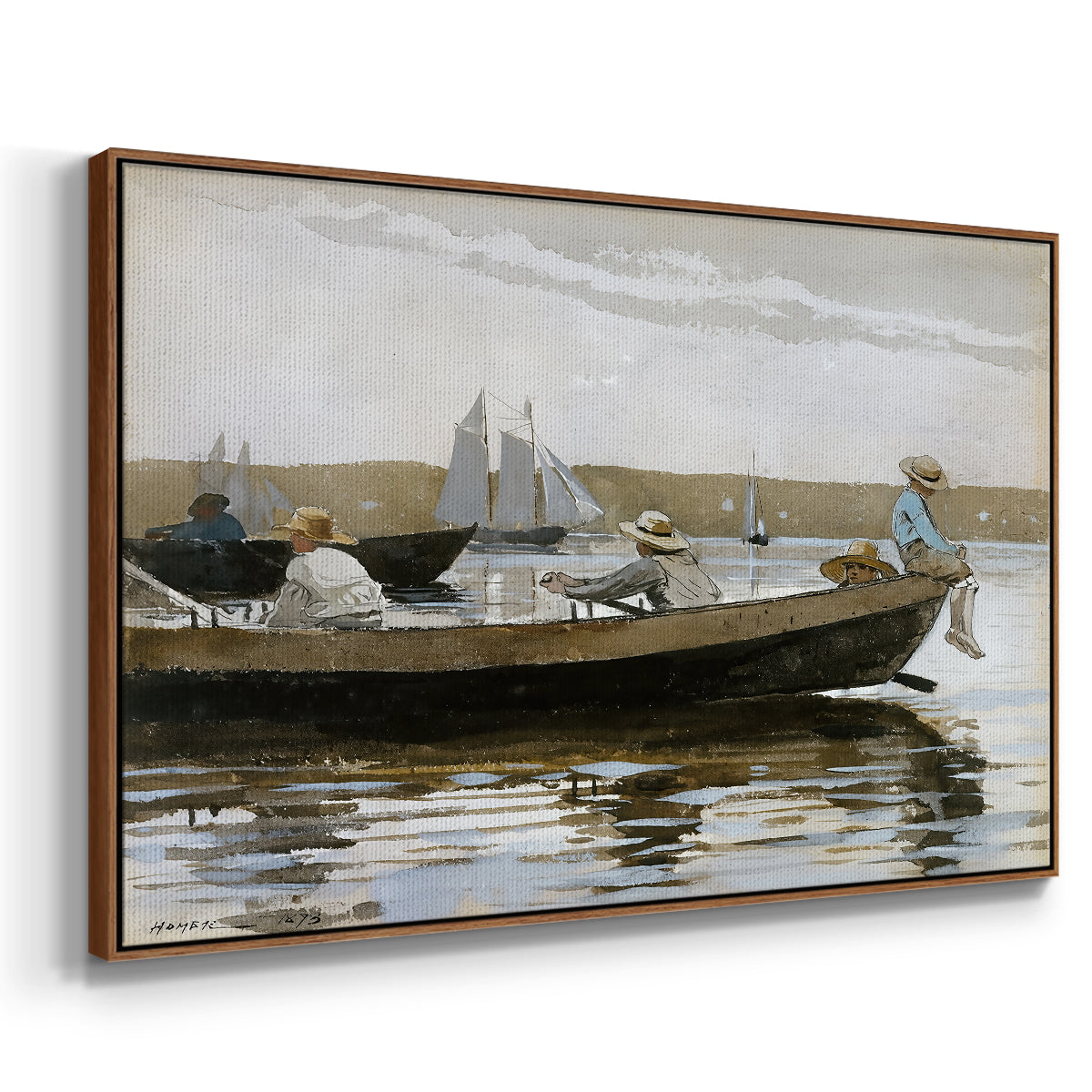 Boys in a Dory, 1873 - Floater Framed Canvas Print
