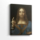 Side view of a canvas art print of a refined portrait with subtle shading and centered pose, showing gallery-wrapped depth.