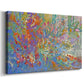 Vibrant display of colors depicting a lush garden blooming with flowers in an abstract style reflecting serenity and joy