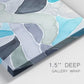 Close-up view of wrapped canvas corner featuring subtle abstract billowing color layers.