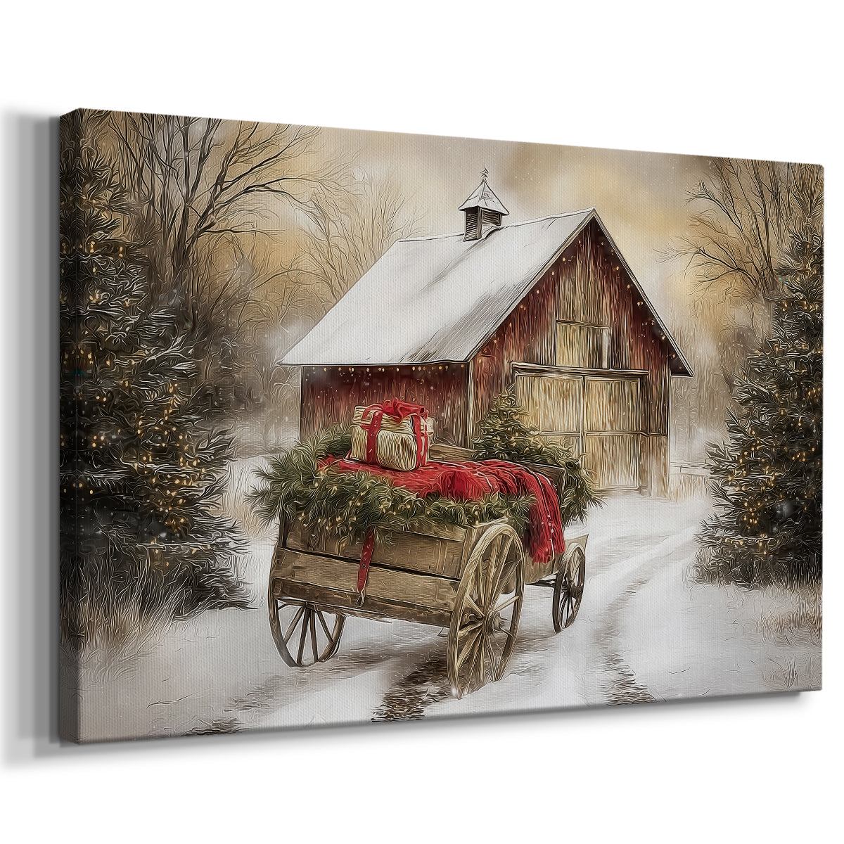 Warm Lantern Carols Lane - Canvas Art Print