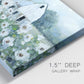 Close-up view of wrapped canvas corner featuring pastoral farmland with open fields.