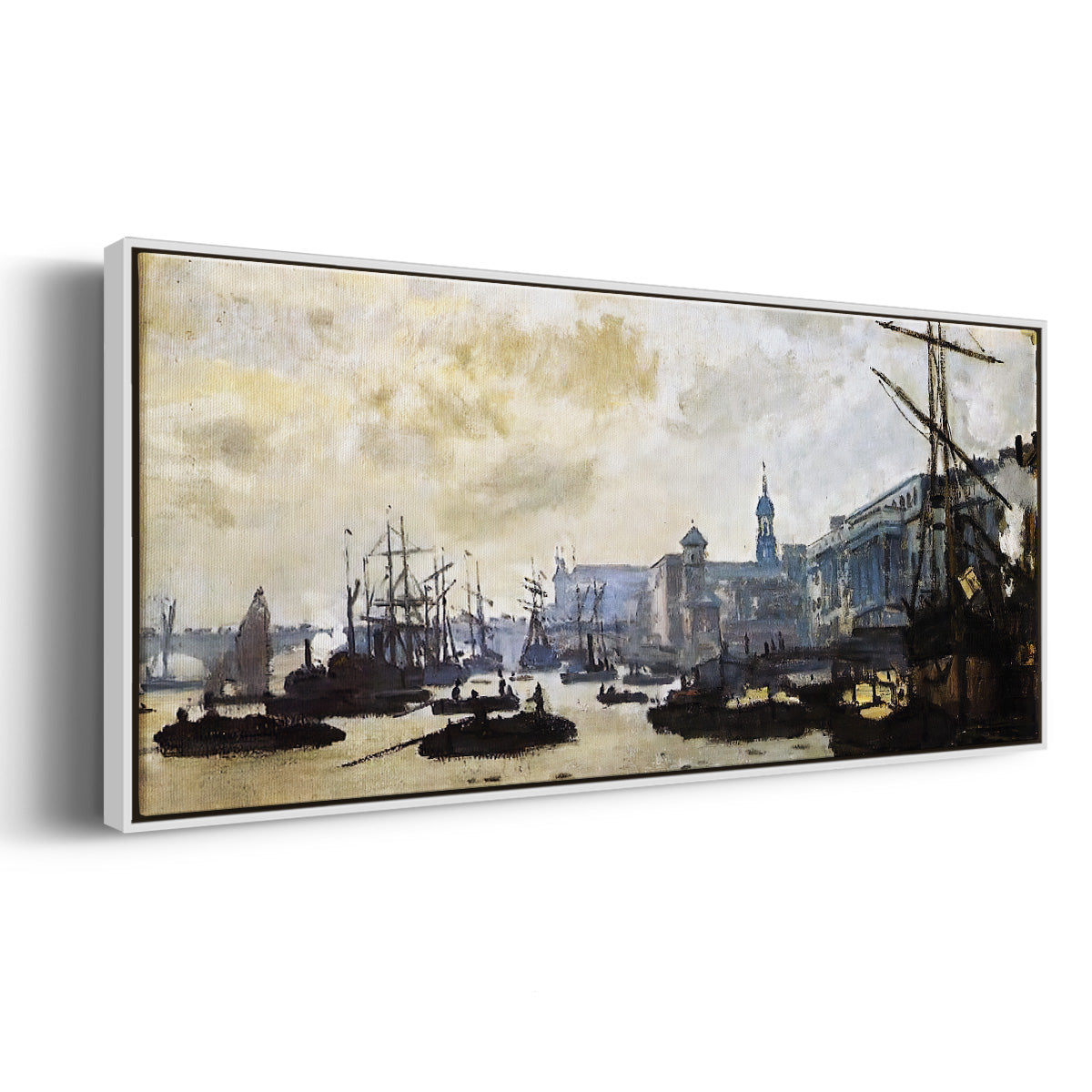 The Port of London, 1871 - Floater Framed Canvas Print