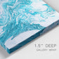 Close-up view of wrapped canvas corner featuring rocky coastal tide pool scene.