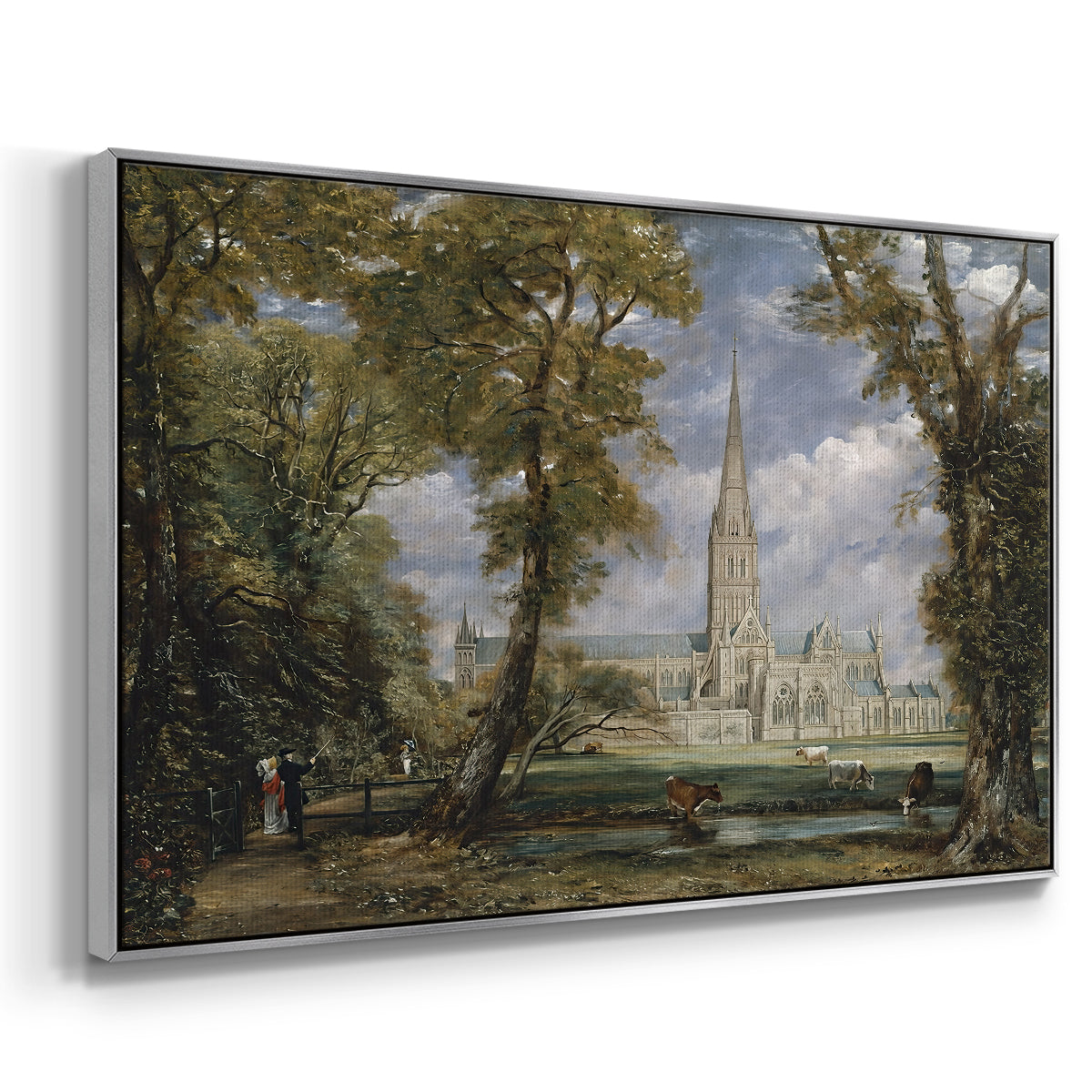 Salisbury Cathedral from the Bishop's Grounds, c. 1825 - Floater Framed Canvas Print