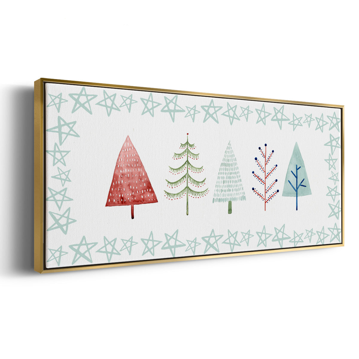 Christmas Tree Whimsy Collection C - Floater Framed Canvas Print